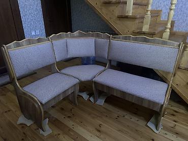 tek kıravat: Mətbəx üçün künc oturacaq dəsti - Material: ağac karkas, təbii ağac — 1