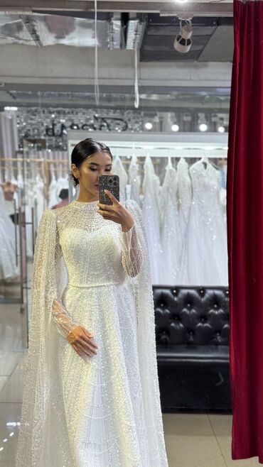 Свадебные платья: Свадебное платье, 2XL (EU 44), С корсетом, Фатин, А-силуэт, Китай, Пайетки, Новый