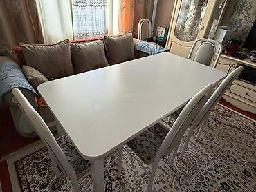 study table: Кухонный стол и стул, Б/у, цвет - Белый — 1