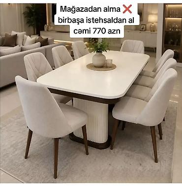 Yemək otağı dəsti – 1 masa + 6 stul - Üslub: müasir, minimal və lalafo.az -da Yemək otağı dəsti – 1 masa + 6 stul - Üslub: müasir, minimal və