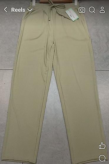 pantalone sat: Pantalone sa dzepovima i elasticnim pojasem na redice. Puder — 3