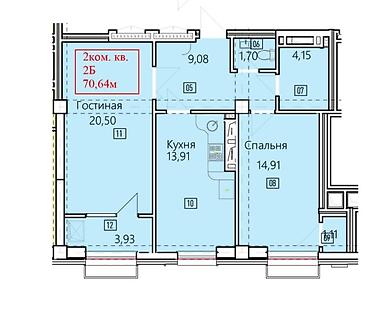 imak: 2 комнаты, 70 м², Асанбай мкр Элитка, 12 этаж, ПСО (под самоотделку) — 3