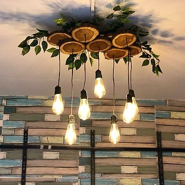 Люстры: Люстра из дерева Подвесной светильник в стиле лофт/рустик из массива — 12