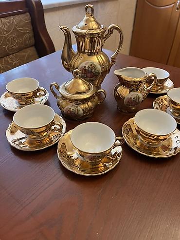 sud separatoru: Çay dəsti, rəng - Qızılı, Farfor, 6 nəfərlik — 2