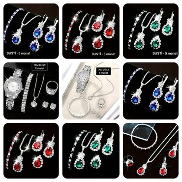 Bijuteriya dəstləri: ZƏRGƏRLİK DƏSTİ – parlaq damla formalı daşlarla — 1