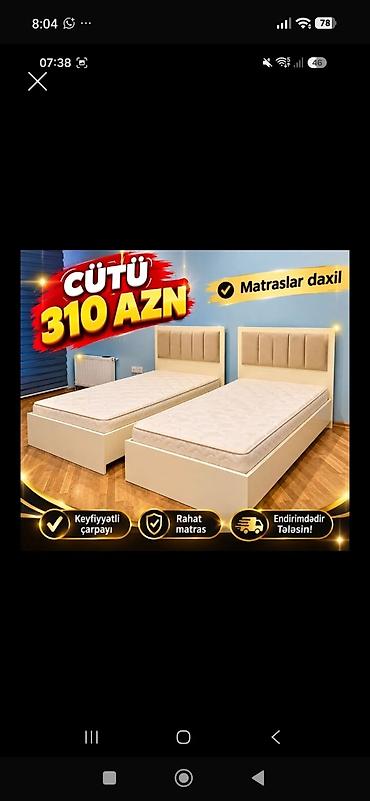ucuz tek kravatlar: İkili tək nəfərlik çarpayı dəsti – matraslarla birlikdə - Dəst: 2 — 1