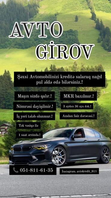 Digər avto xidmətlər: Avtomobil Girovu. Avto Kredit Xidmeti Her nov ve istenilen giymete