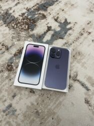 тилифони: IPhone 14 Pro, 128 ГБ, Deep Purple, Коргоочу айнек, Куту, 86 %