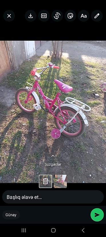 12 dyumlu velosiped: Uşaq velosipedi – Luna Sport, çəhrayı rəng. Xüsusiyyətlər: - 12" — 1