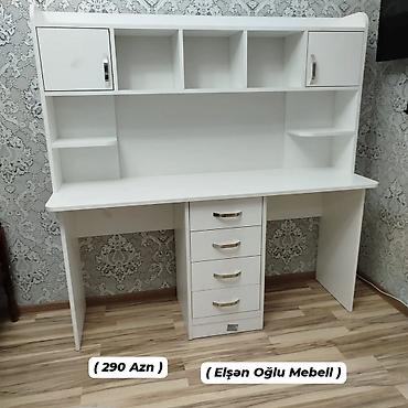 işci masa: Tələbə/Masaüstü iş masası – üst vitrinli model - Rənglər: ağ və krem — 1