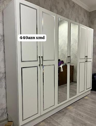 paltar dolab: Yeni, 6 qapı, Güzgülü, Ağ, Açılan, Düz dolab — 1