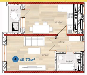 1кв элитка: 1 комната, 41 м², Элитка, 7 этаж, Дизайнерский ремонт