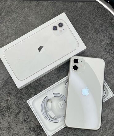 apple телефон: IPhone 11, Колдонулган, 128 ГБ, Ак, Куту, 87 %