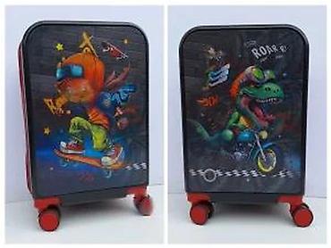 Rančevi, torbe i koferi: Dečji kofer na točkiće – motiv dinosaurusa na motoru - Tvrdo kućište — 6