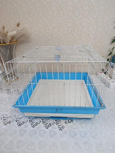 Dovşan qəfəsi – ağ metal karkaslı, mavi plastik altlıqlı model - Ölçü