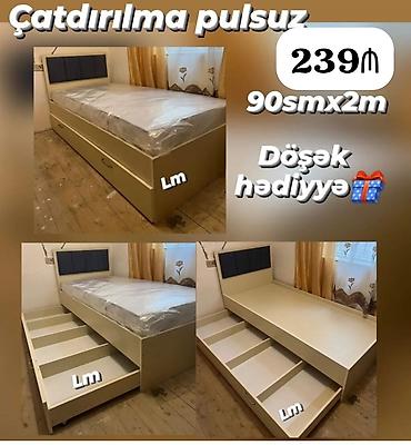 tek matraslar: Yeni, Təknəfərlik çarpayı, Matras ilə, Siyirməli — 1