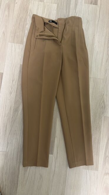 замшевые женские кеды: Брюки, Zara, S, M, цвет - Бежевый