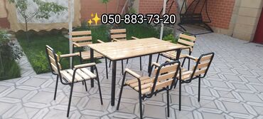 Bağ, çöl masa və oturacaq dəstləri: Yeni, Kvadrat masa, 4 stul, Açılmayan, Stullar ilə, Taxta, Azərbaycan — 12