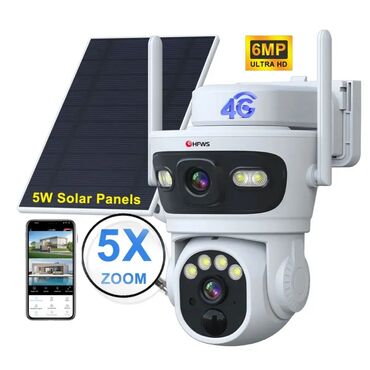 görüntülü kamera: Simsiz 4G sim kartl Solar ptz 2 kamera 360° 8mp/4K Çöl ṣəraiti ücün