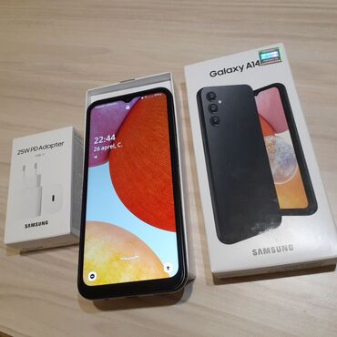 Samsung: Samsung Galaxy A14, 128 ГБ, цвет - Черный, Сенсорный, Отпечаток пальца, Две SIM карты