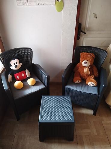 Setovi stolova i stolica: Balkonski set od veštačkog ratana – 3 dela - Sastav: 2 fotelje sa — 2