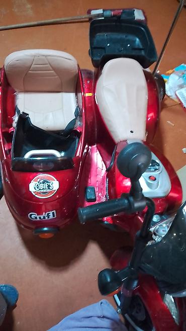 oyuncaq mawinlar: Uşaq elektrik skuter-motosiklet (yan qoşqulu) - Rəng: parlaq qırmızı — 1