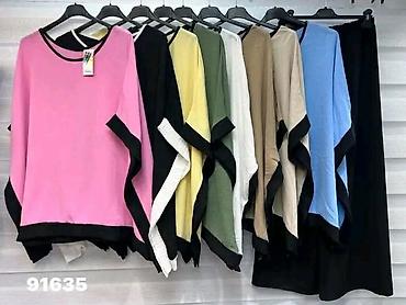 minduse za devojcice: Ženska modna komplet-trenerka (tuniko-bluza + široke pantalone) - — 3