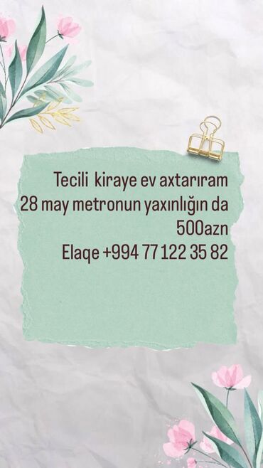 sumqayit 5 ci mkr kiraye evler: Tecili kiraye ev axtariram 28 may m/s 
Elaqe +994 77 122 35 82