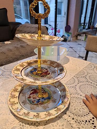 şirniyat qabi: Tort və şiriniyyat qabı, rəng - Ağ, Farfor — 3