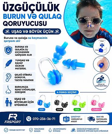 Digər idman və istirahət malları: 💥 burunluq, qulaqlıq, üzgüçülük üçün ✅ 7/24 əlaqə saxlaya — 1