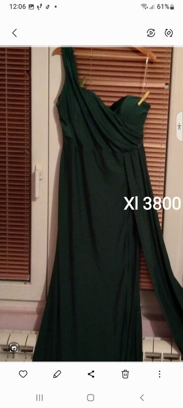 Ženska odeća: XL (EU 42), bоја - Maslinasto zelena, Večernji, maturski, Na bretele