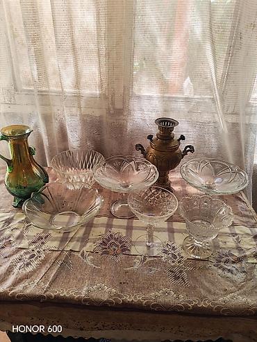 antik samovar: Antik kolleksiya: Bürünc samovar və Vaza, xrustal. latun samavar — 3