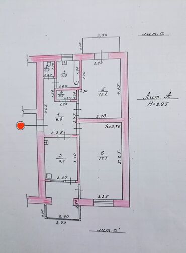 продается 2 комнатные квартира: 2 бөлмө, 58 кв. м, Жеке план, 2 кабат, Косметикалык ремонт