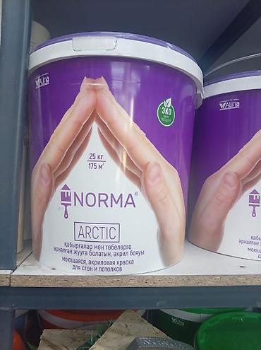 белые пакеты: Акриловая краска, Alina Paint Norma Arctic, Для стены, цвет - Белый, 25 кг, Матовая, Моющаяся — 1