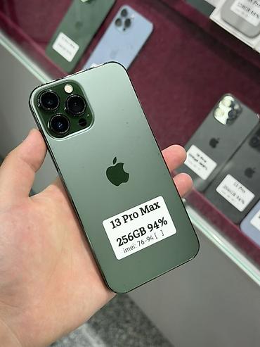 iphone mini 13: IPhone 13 Pro Max, Б/у, 256 ГБ, Alpine Green, Защитное стекло, Чехол, Кабель, В рассрочку, 94 % — 1