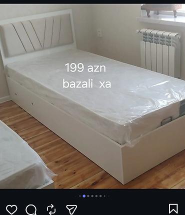 bambuk dosek: Bazalı tək nəfərlik çarpayı və matrass - Rəng: ağ - Başlıq: yumşaq — 1