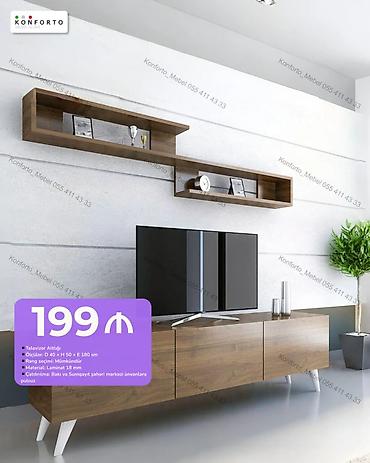 Televizor altlığı və divar rəf dəsti - Ölçülər (altlıq): Dərinlik 40