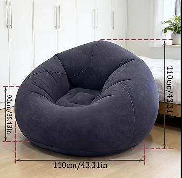 mini kreslo: 🛋️ Premium Flocked Şişmə Kreslo / Mini Divan Rahatlıq + yumşaq — 3