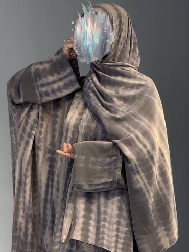 Повседневные платья: Абая с хиджабом из мягкой струящейся ткани с благородным сатиновым — 6