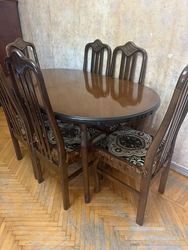 metbex stol stul desti: Qonaq otağı üçün, Açılmayan, Oval masa, 6 stul