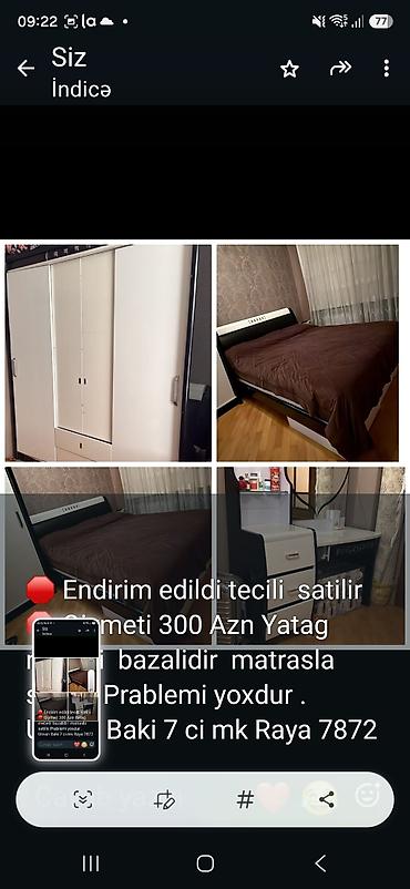 kreditle stol stul: Yataq otağı dəsti - Yataq: bazalı model, matrasiya ilə birlikdə - — 1