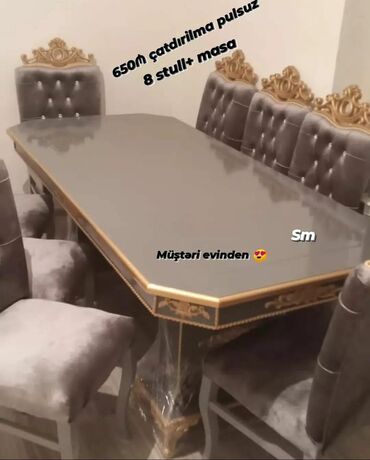 Masa və oturacaq dəstləri: Dördbucaq masa, 6 stul -da lalafo.az — 13 Masa və oturacaq dəstləri: Dördbucaq masa, 6 stul — 13