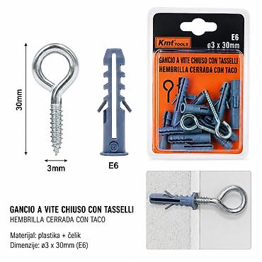 KMT Vijak sa okom + tipl (E6) – ø3 x 30 mm Praktičan set za sigurno