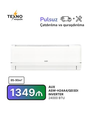 İnformatika: Kondisioner AUX, 85-90 kv. m, Split sistem, Kredit yoxdur, Pulsuz quraşdırılma