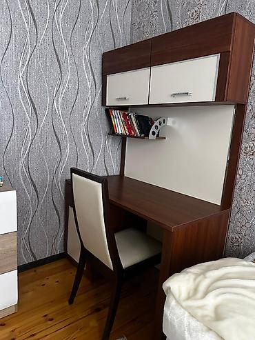 işlənmiş ofis stolu: İş masası və stul dəsti - Material: ağac teksturalı laminat (tünd — 2