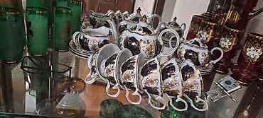 caydanlar: Çay dəsti, rəng - Yaşıl, Şüşə, Bohemia, Çexiya — 3