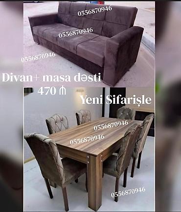oturacaglar: Qonaq otağı üçün, Yeni, Açılmayan, Dördbucaq masa, 6 stul — 2