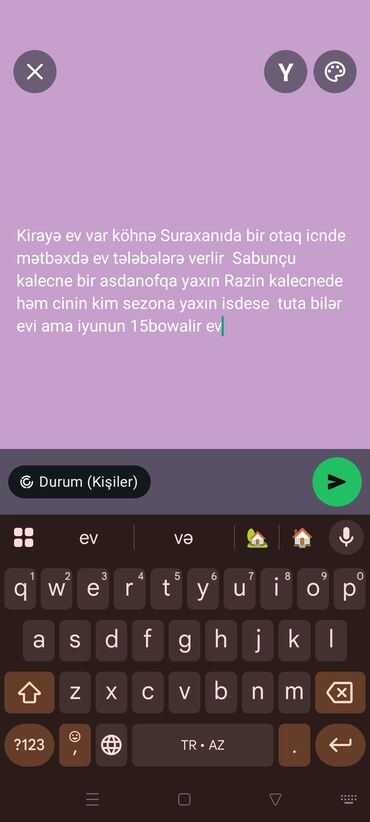 kiraye ev suraxani: Köhnə Suraxanıda, mətbəxi olan evdə tələbələrə kirayə verilir. Sabunçu