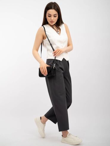 серый жилет: Повседневные брюки, Средняя талия, Лето, S (EU 36)