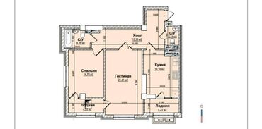 2 комнаты, 79 м², Элитка, 10 этаж, ПСО (под самоотделку)